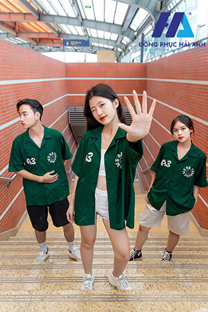 Mẫu Áo Lớp Sơ Mi Hadez Màu Xanh Iris