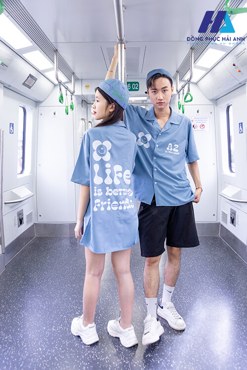 Mẫu Áo Lớp Sơ Mi Hadez Màu Xanh Lam