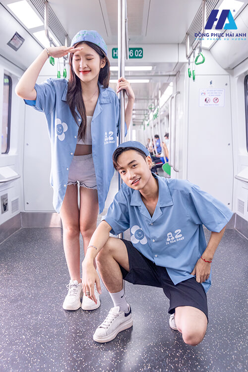 Mẫu Áo Lớp Sơ Mi Hadez Màu Xanh Lam