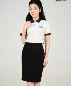 Mẫu Áo Polo Đồng Phục ACB Màu Trắng
