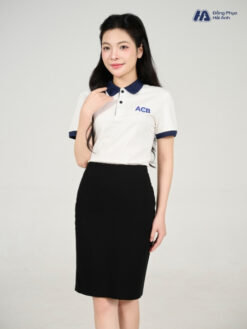 Mẫu Áo Polo Đồng Phục ACB Màu Trắng