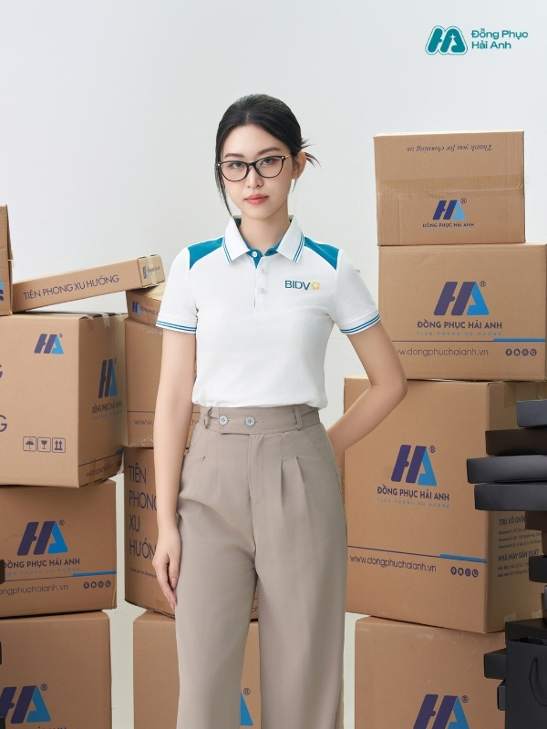 Mẫu Áo Polo Đồng Phục BIDV Màu Trắng