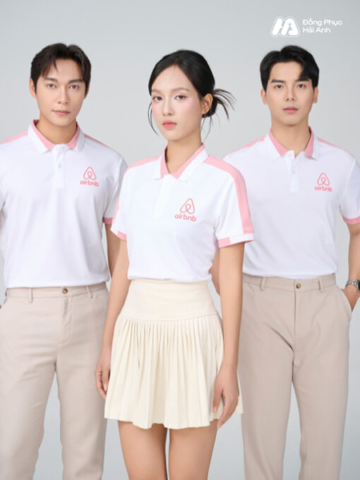 Mẫu Áo Polo Đồng Phục Công Ty Aircool Màu Hồng