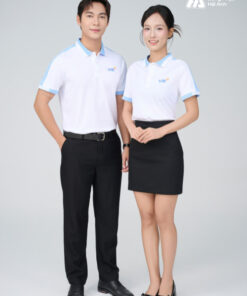 Mẫu Áo Polo Đồng Phục Công Ty Aircool Màu Xanh Biển Nhạt - ảnh 3