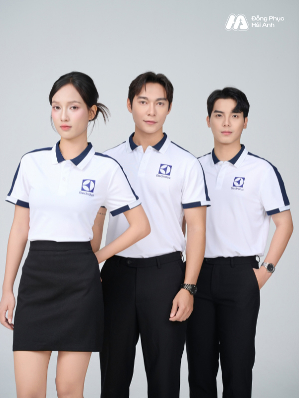 Thiết kế áo polo đồng phục công ty Aircool màu xanh đen tinh tế