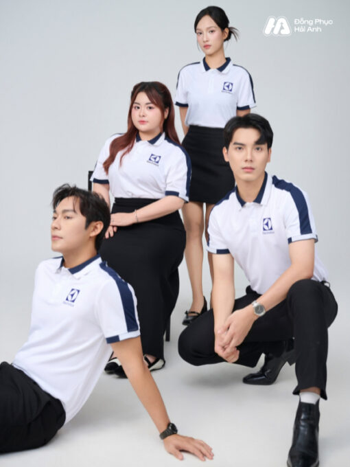 Mẫu Áo Polo Đồng Phục Công Ty Aircool Màu Xanh Đen - ảnh 3