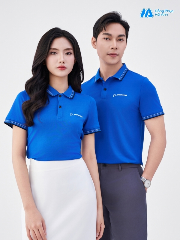 Đồng phục công ty Boeing màu bích được làm từ vải Aircool thoáng mát, co giãn tốt