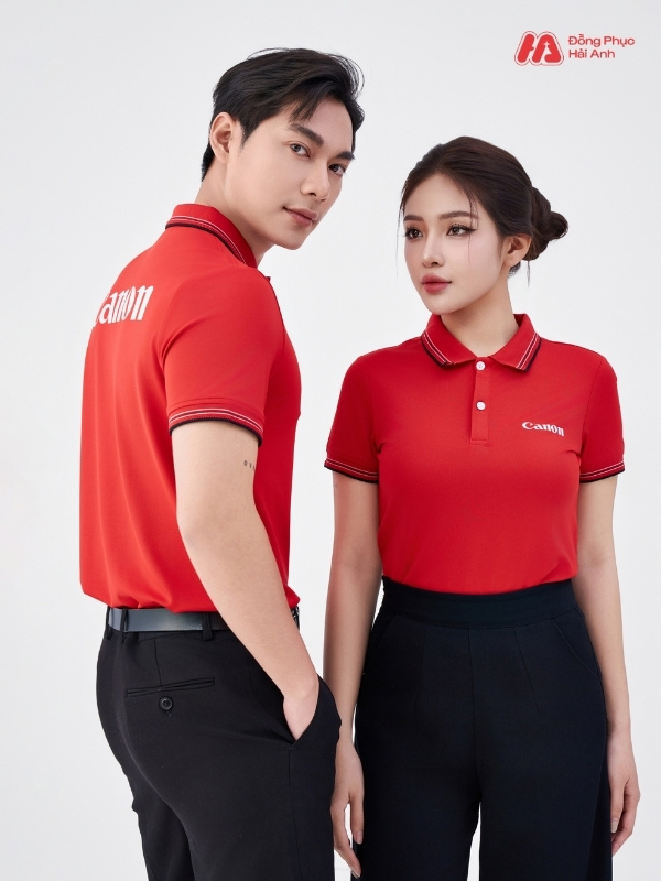 Mẫu Áo Polo Đồng Phục Công Ty Canon Màu Đỏ - ảnh 3