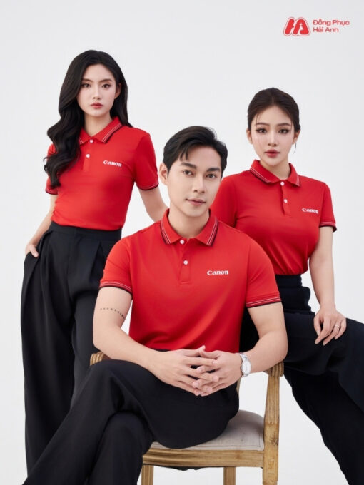 Mẫu Áo Polo Đồng Phục Công Ty Canon Màu Đỏ - ảnh 2