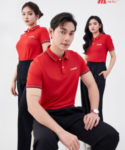 Mẫu Áo Polo Đồng Phục Công Ty Canon Màu Đỏ