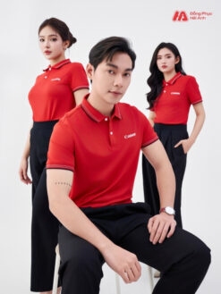 Mẫu Áo Polo Đồng Phục Công Ty Canon Màu Đỏ
