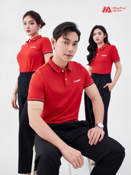 Mẫu Áo Polo Đồng Phục Công Ty Canon Màu Đỏ