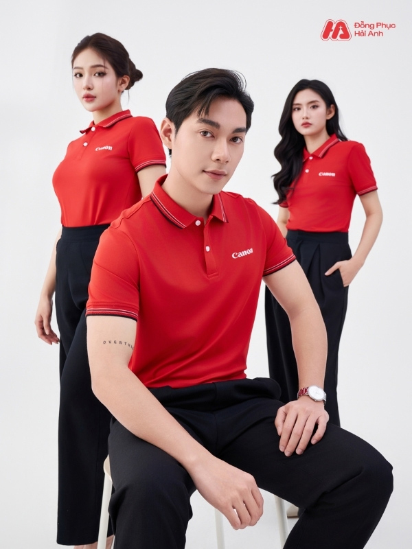 Mẫu Áo Polo Đồng Phục Công Ty Canon Màu Đỏ