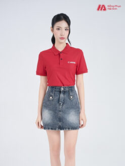 Mẫu Áo Polo Đồng Phục Công Ty Canon Màu Đỏ Đô - ảnh 2