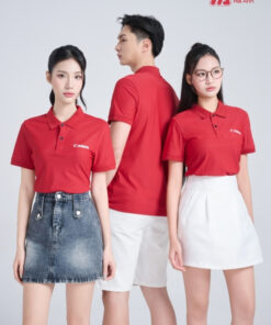 Mẫu Áo Polo Đồng Phục Công Ty Canon Màu Đỏ Đô