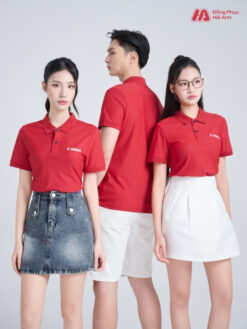 Mẫu Áo Polo Đồng Phục Công Ty Canon Màu Đỏ Đô