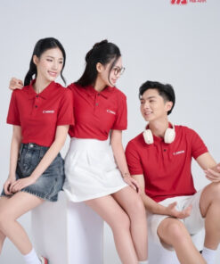 Mẫu Áo Polo Đồng Phục Công Ty Canon Màu Đỏ Đô - ảnh 3