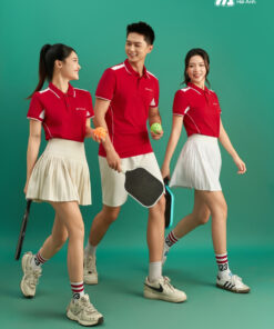 Mẫu Áo Polo Đồng Phục Công Ty Color Fuse Màu Đỏ Phối Trắng Gạo - ảnh 5