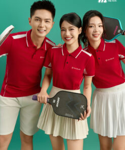 Mẫu Áo Polo Đồng Phục Công Ty Color Fuse Màu Đỏ Phối Trắng Gạo