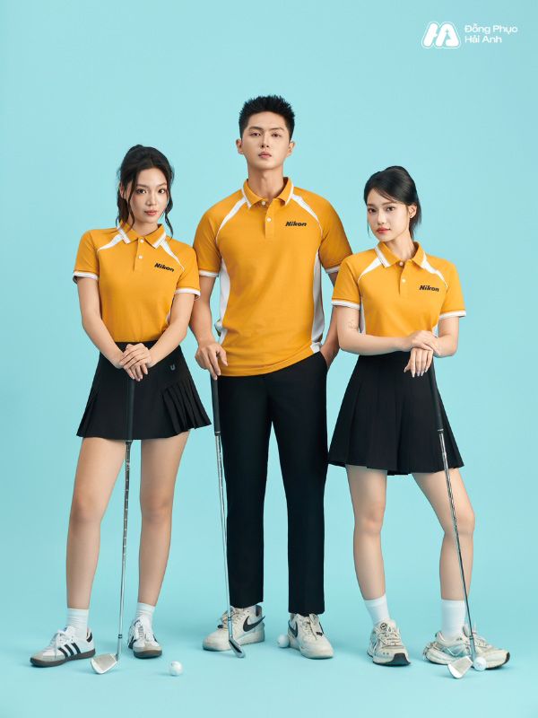 Mẫu áo polo công ty Color Fuse màu vàng chất vải Ecotton mềm mại, thoáng mát
