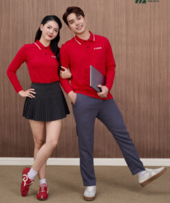 Mẫu Áo Polo Đồng Phục Công Ty Dài Tay Canon Màu Đỏ - ảnh 3
