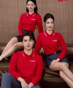 Mẫu Áo Polo Đồng Phục Công Ty Dài Tay Canon Màu Đỏ - ảnh 4