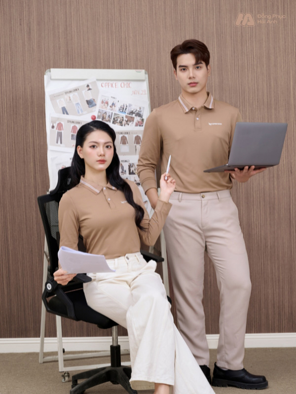 Mẫu Áo Polo Đồng Phục Công Ty Dài Tay Nespresso Màu Cafe - ảnh 2