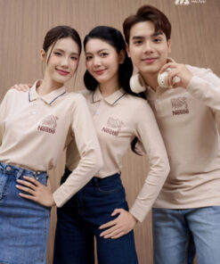 Mẫu Áo Polo Đồng Phục Công Ty Dài Tay Nestle Màu Be