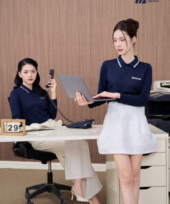 Mẫu Áo Polo Đồng Phục Công Ty Dài Tay Samsung Màu Xanh Đen - ảnh 4