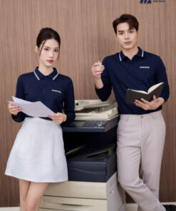 Mẫu Áo Polo Đồng Phục Công Ty Dài Tay Samsung Màu Xanh Đen