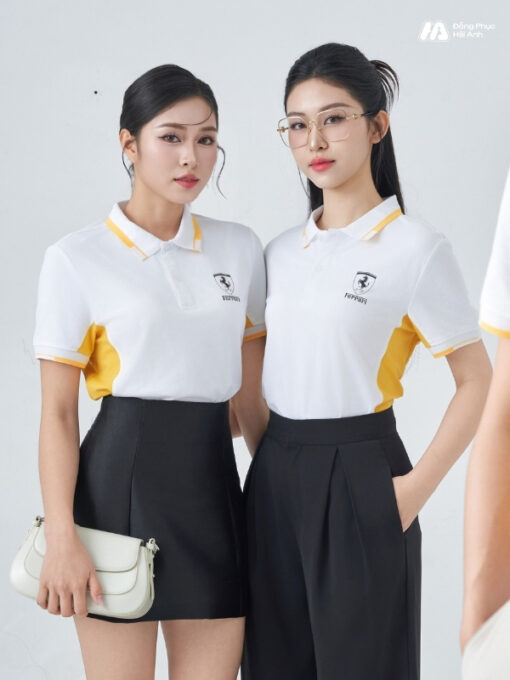 Mẫu Áo Polo Đồng Phục Công Ty Ferrari Màu Trắng Gạo - ảnh 2