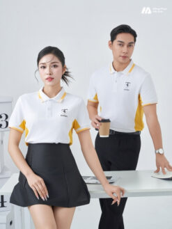 Mẫu Áo Polo Đồng Phục Công Ty Ferrari Màu Trắng Gạo