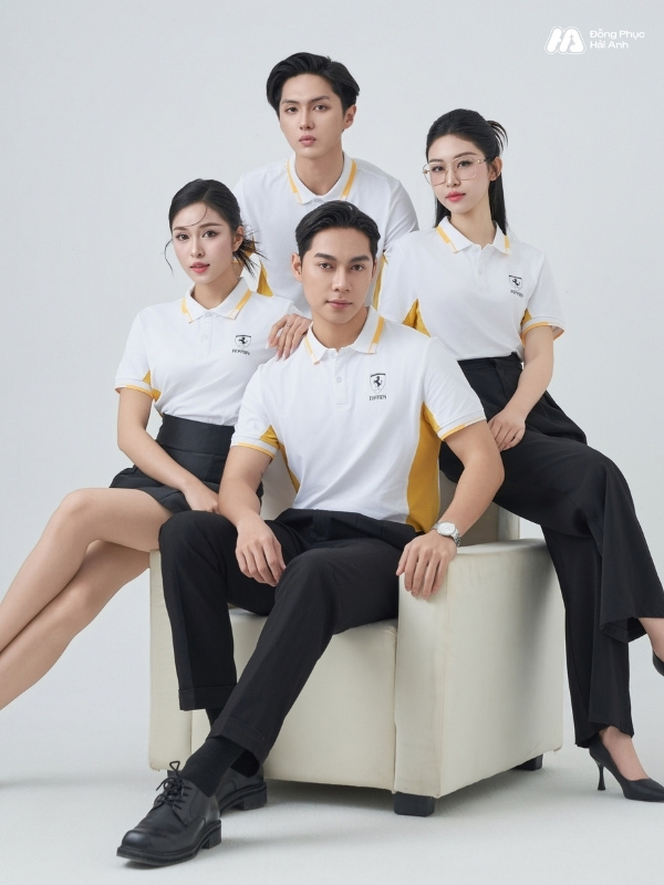Mẫu Áo Polo Đồng Phục Công Ty Ferrari Màu Trắng Gạo - ảnh 4