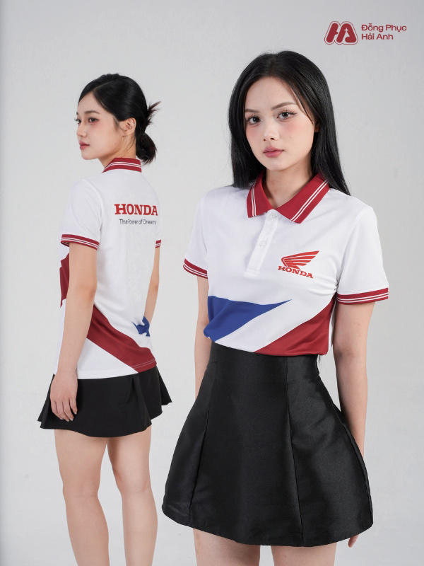 Áo polo công ty in chuyển nhiệt Honda sang trọng, lịch sự