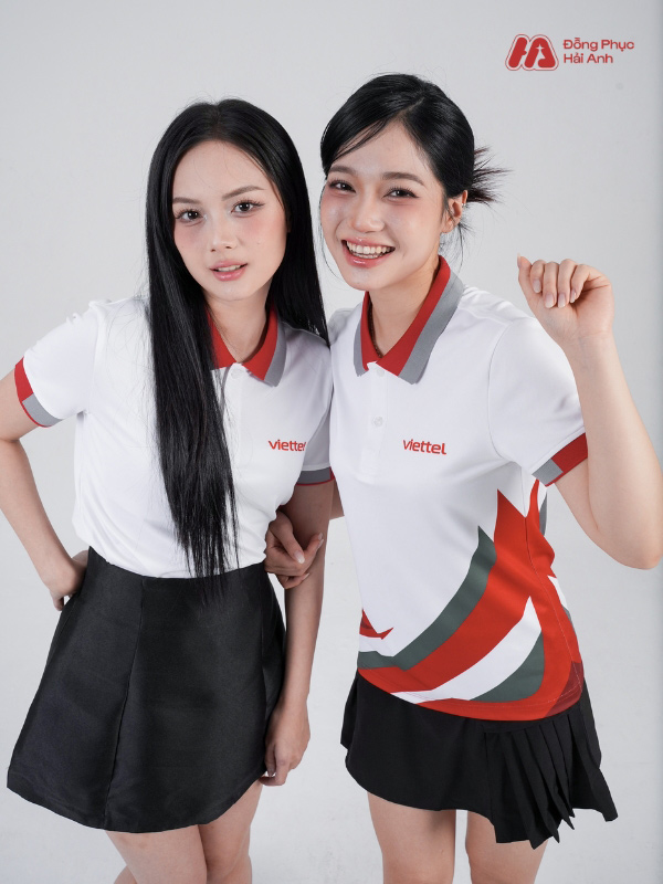 Mẫu áo polo đồng phục công ty in chuyển nhiệt Viettel vải Aircool