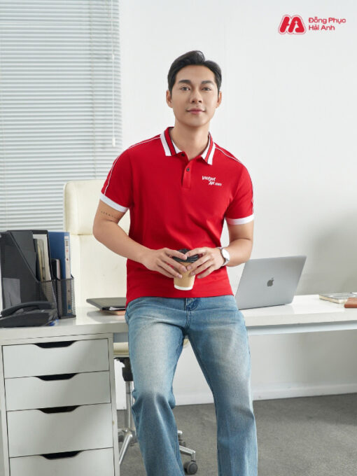 Mẫu Áo Polo Đồng Phục Công Ty Intersection Màu Đỏ Vietjet Air - ảnh 4