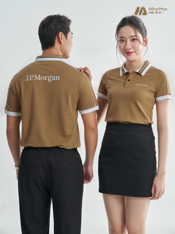 Mẫu Áo Polo Đồng Phục Công Ty Intersection Màu Nâu Cafe J.P.Morgan