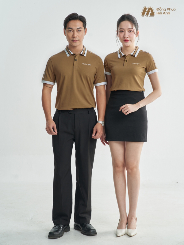 Mẫu Áo Polo Đồng Phục Công Ty Intersection Màu Nâu Cafe J.P.Morgan - ảnh 2