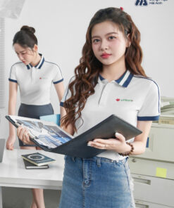 Mẫu Áo Polo Đồng Phục Công Ty Intersection Màu Trắng Gạo VPBank