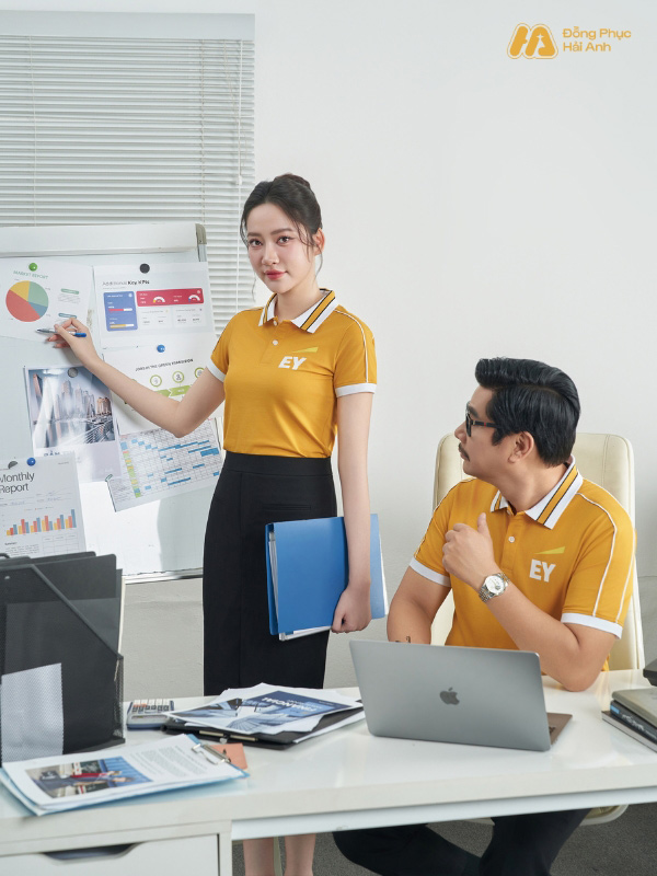 Mẫu Áo Polo Đồng Phục Công Ty Intersection Màu Vàng Cúc EY