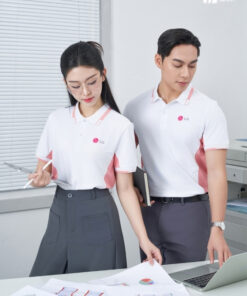 Mẫu Áo Polo Đồng Phục Công Ty LG Màu Trắng Gạo - ảnh 2
