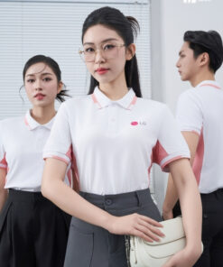 Mẫu Áo Polo Đồng Phục Công Ty LG Màu Trắng Gạo