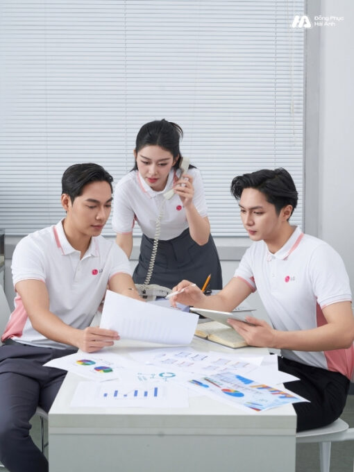 Mẫu Áo Polo Đồng Phục Công Ty LG Màu Trắng Gạo - ảnh 4
