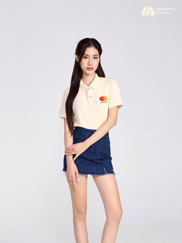 Mẫu Áo Polo Đồng Phục Công Ty Mastercard Màu Be - ảnh 2