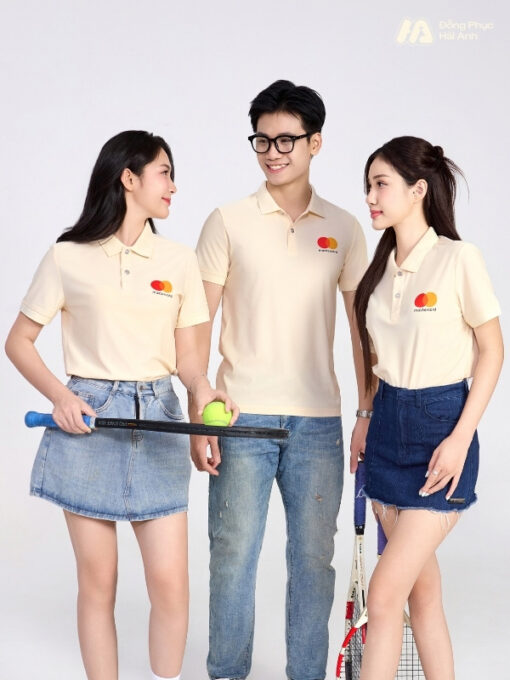 Mẫu Áo Polo Đồng Phục Công Ty Mastercard Màu Be