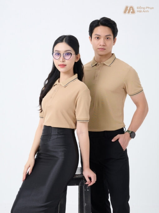 Mẫu Áo Polo Đồng Phục Công Ty Màu Be