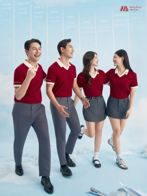 Mẫu Áo Polo Đồng Phục Công Ty Màu Đỏ Đô Rise Up - ảnh 2