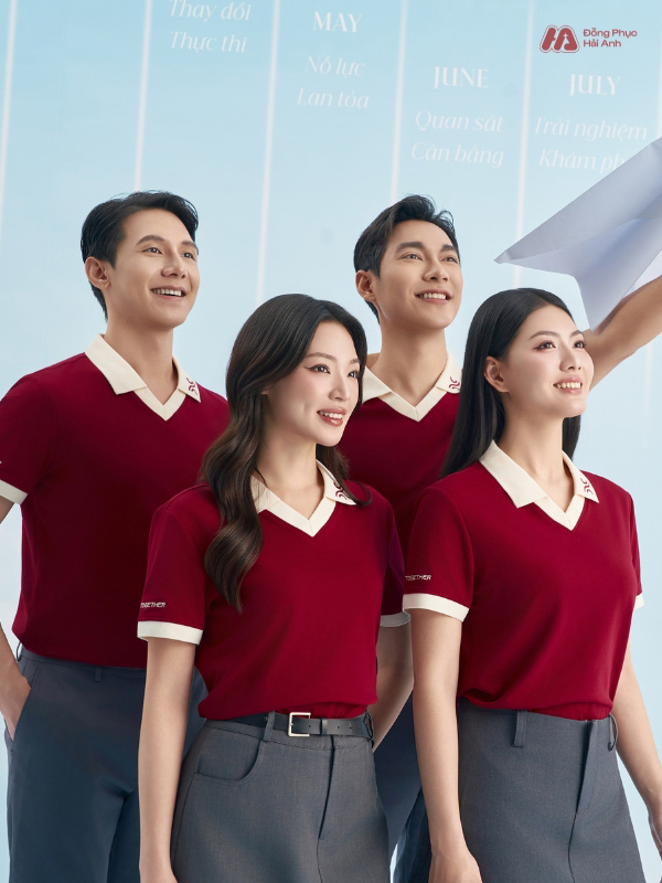 Mẫu Áo Polo Đồng Phục Công Ty Màu Đỏ Đô Rise Up - ảnh 3
