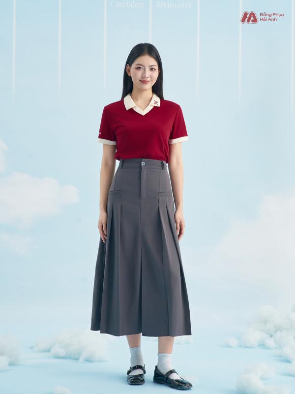 Mẫu Áo Polo Đồng Phục Công Ty Màu Đỏ Đô Rise Up - ảnh 4