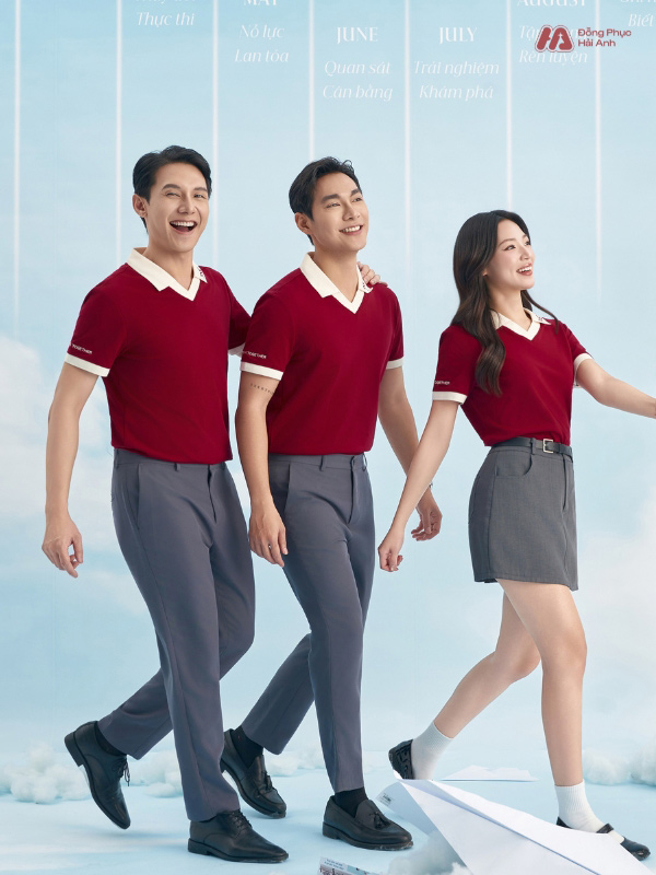 Mẫu Áo Polo Đồng Phục Công Ty Màu Đỏ Đô Rise Up